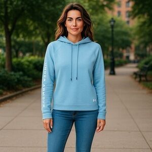 Under Armour Oversized Cropped Hoodie Size XS Blue